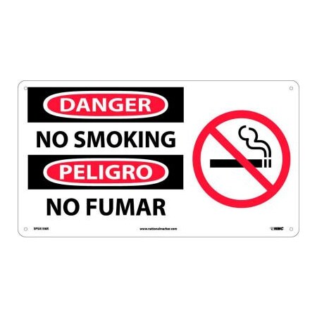 National Marker Co Bilingual Plastic Sign - Danger No Smoking SPSA106R